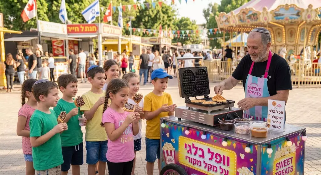 מכשיר וופל בלגי על מקל